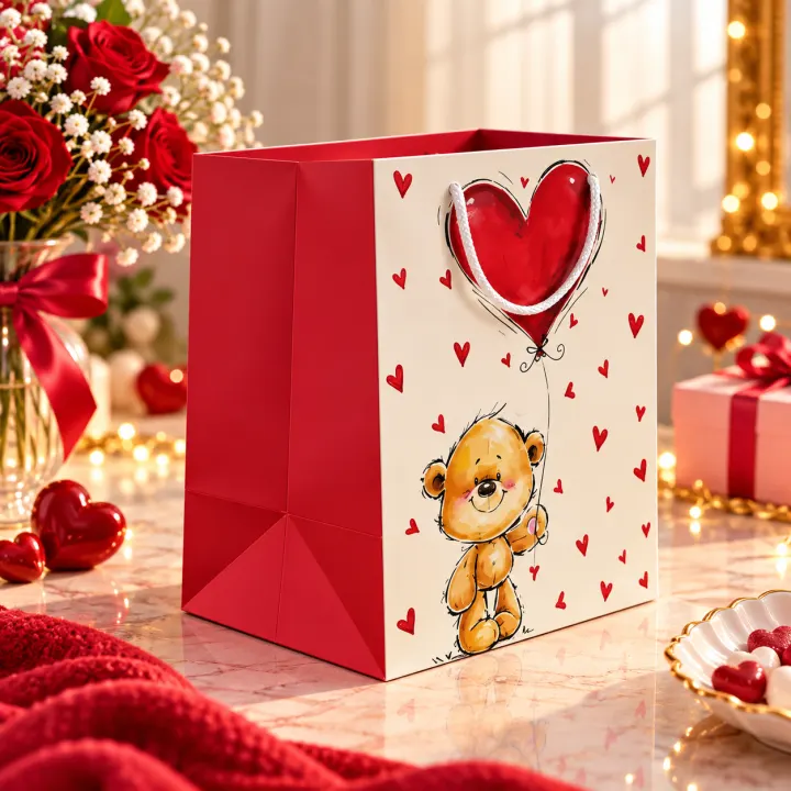 ساک هدیه مدل خرس و بادکنک قلبی